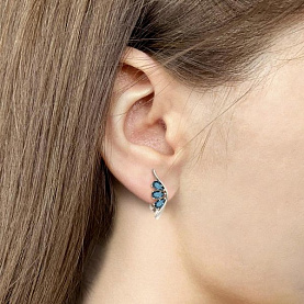 Серьги Аквамарин - Серебро 925, Топаз лондон (арт. 4794008.5)