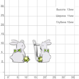 Серьги Аквамарин - Серебро 925, Хризолит, Эмаль (арт. 4778407.5)