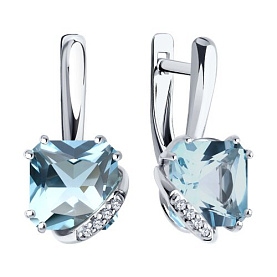 Серьги SOKOLOV - Серебро 925, Топаз, Фианит (арт. 92022915)