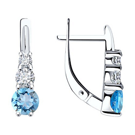 Серьги SOKOLOV - Серебро 925, Топаз, Фианит (арт. 92022820)