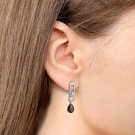 Серьги Аквамарин - Серебро 925, Кварц, Фианит (арт. 45016401А.5)