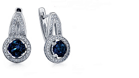 Серьги Platinum Lab. - Платина 950, Сапфир (арт. ПС-034С-01)