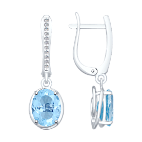 Серьги SOKOLOV - Серебро 925, Топаз, Фианит (арт. 92022053)