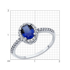 Кольцо SOKOLOV - Серебро 925, Синтетический сапфир , Фианит (арт. 88010075)