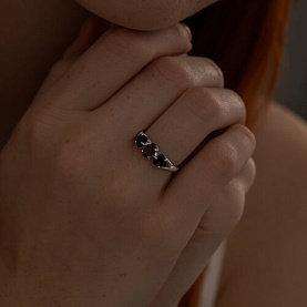 Кольцо SOKOLOV - Серебро 925, Гранат, Раухтопаз (арт. 92011589)