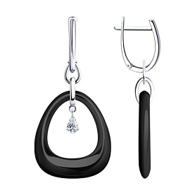 Серьги Diamant - Серебро 925, Керамика, Фианит (арт. 94-121-01862-1)