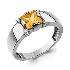 Кольцо Аквамарин - Серебро 925, Фианит, Цитрин (арт. 65010406А.5)