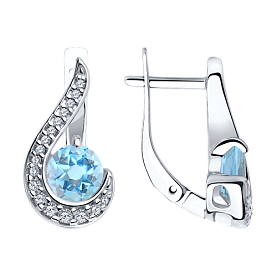 Серьги SOKOLOV - Серебро 925, Топаз, Фианит (арт. 92022080)