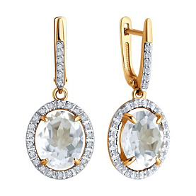 Серьги Diamant - Золото 585, Фианит, Горный хрусталь (арт. 51-321-02442-4)