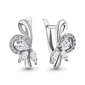 Серьги Аквамарин - Серебро 925, Фианит (арт. 400236А.5)