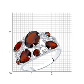 Кольцо SOKOLOV - Серебро 925, Гранат, Фианит (арт. 92010220)