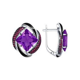 Серьги SOKOLOV - Серебро 925, Синтетический ситалл , Фианит, Эмаль (арт. 92021454)