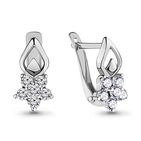 Серьги Аквамарин - Серебро 925, Фианит (арт. 45375А.5)