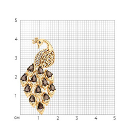 Брошь SOKOLOV - Серебро 925, Раухтопаз, Фианит (арт. 92040125)