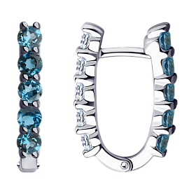 Серьги SOKOLOV - Серебро 925, Топаз лондон, Фианит (арт. 92022235)