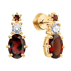 Серьги SOKOLOV - Серебро 925, Гранат, Фианит (арт. 92025327)