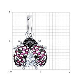 Подвеска SOKOLOV - Серебро 925, Синтетический рубин, Фианит (арт. 94033270)