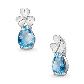 Подвеска Аквамарин - Серебро 925, Топаз, Фианит (арт. 2530405А.5)