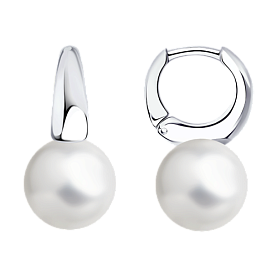 Серьги Diamant - Серебро 925, Жемчуг имитация (арт. 94-120-01177-1)