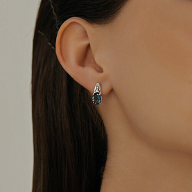 Серьги SOKOLOV - Серебро 925, Топаз лондон, Фианит (арт. 92021692)