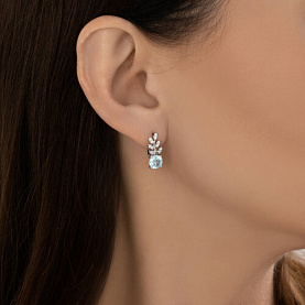 Серьги SOKOLOV - Серебро 925, Топаз, Фианит (арт. 92023166)