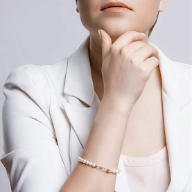 Браслет SOKOLOV - Золото 585, Жемчуг культивированный, Синтетический сапфир , Фианит (арт. 795000)