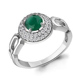 Кольцо Аквамарин - Серебро 925, Агат, Фианит (арт. 65019009А.5)