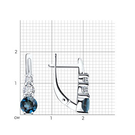 Серьги SOKOLOV - Серебро 925, Топаз лондон, Фианит (арт. 92023060)