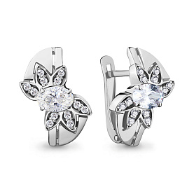 Серьги Аквамарин - Серебро 925, Фианит (арт. 47187А.5)