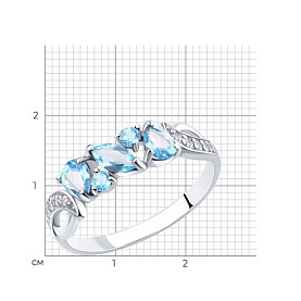 Кольцо SOKOLOV - Серебро 925, Топаз, Фианит (арт. 92011590)