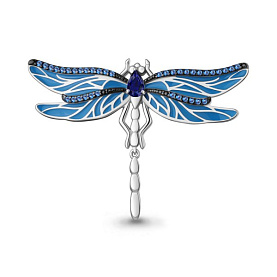 Брошь Аквамарин - Серебро 925, Синтетический сапфир , Фианит, Эмаль (арт. 77474Б.5)