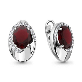 Серьги Аквамарин - Серебро 925, Синтетический гранат, Фианит (арт. 45014585А.5)