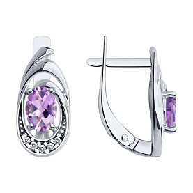 Серьги Diamant - Серебро 925, Аметист, Фианит (арт. 94-320-02686-3)