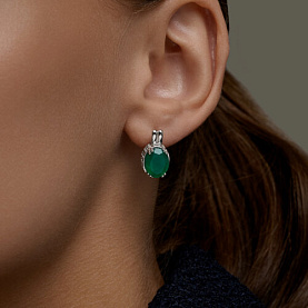 Серьги SOKOLOV - Серебро 925, Агат, Фианит (арт. 92025338)