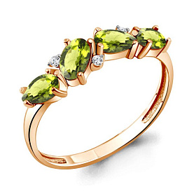 Кольцо Аквамарин - Серебро 925, Фианит, Хризолит (арт. 6535807А.6)