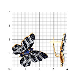 Серьги SOKOLOV - Золото 585, Синтетический сапфир , Фианит (арт. 728606)