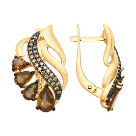 Серьги SOKOLOV - Серебро 925, Раухтопаз, Фианит (арт. 92021578)