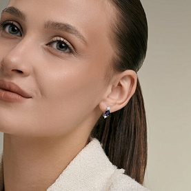 Серьги SOKOLOV - Серебро 925, Сапфир, Фианит (арт. 62020035)