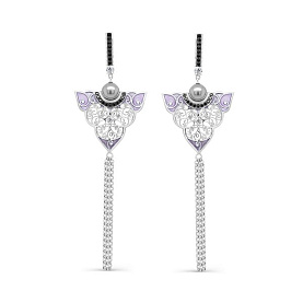 Серьги Кабаровских - Серебро 925, Жемчуг имитация, Синтетическая шпинель, Фианит, Эмаль (арт. 12-445-2626)