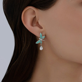 Серьги Diamant - Серебро 925, Фианит, Эмаль (арт. 94-121-02244-1)