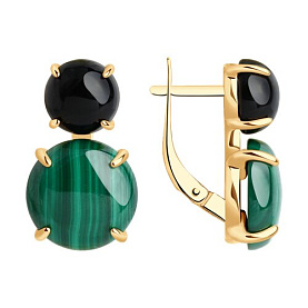 Серьги SOKOLOV - Серебро 925, Агат, Малахит (арт. 83020096)