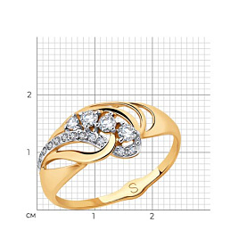 Кольцо SOKOLOV - Золото 375, Фианит (арт. 018035-4)