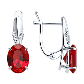 Серьги SOKOLOV - Серебро 925, Синтетический рубин, Фианит (арт. 84020020)