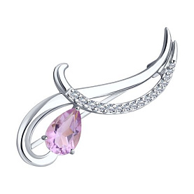 Брошь Diamant - Серебро 925, Аметист, Фианит (арт. 94-340-01053-3)
