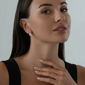 Серьги SOKOLOV - Серебро 925, Топаз, Фианит (арт. 92021126)