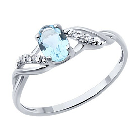 Кольцо Diamant - Серебро 925, Топаз, Фианит (арт. 94-310-00177-1)