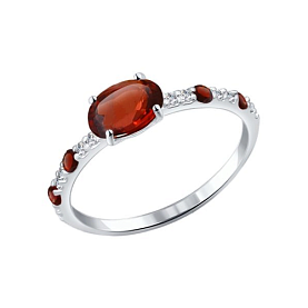 Кольцо SOKOLOV - Серебро 925, Гранат, Фианит (арт. 92011061)