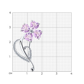 Брошь SOKOLOV - Серебро 925, Аметист, Фианит (арт. 92040084)