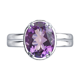 Кольцо SOKOLOV - Серебро 925, Фианит, Аметист (арт. 92014873)