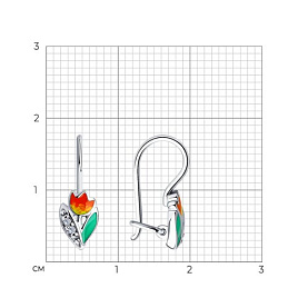 Серьги Diamant - Серебро 925, Фианит, Эмаль (арт. 94-120-01529-1)